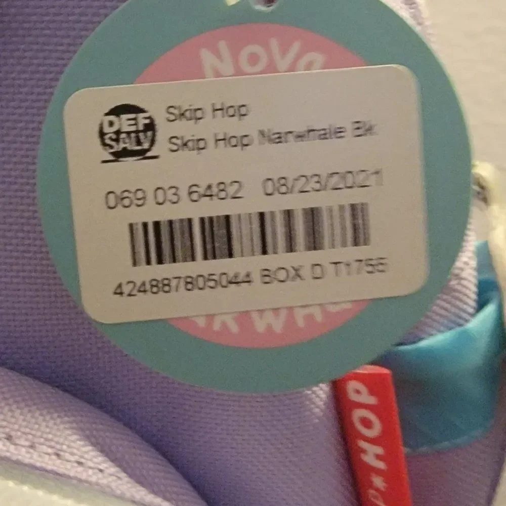 Skip Hop Unisex Kids Purple Narwhale Zoo Adjustable Strap Outer Pocket Backpack